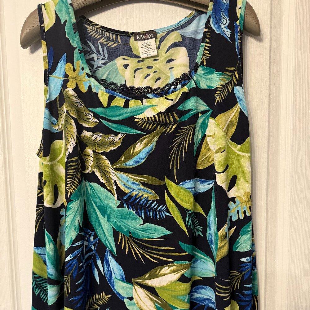 Multi Colour Leave Sleeveless Top